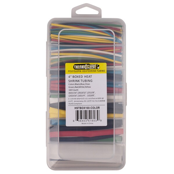 Main product image for 6" Heat Shrink Tubing 2:1 Thin Wall-Assorted Colors and Sizes 160-Pcs.080-984